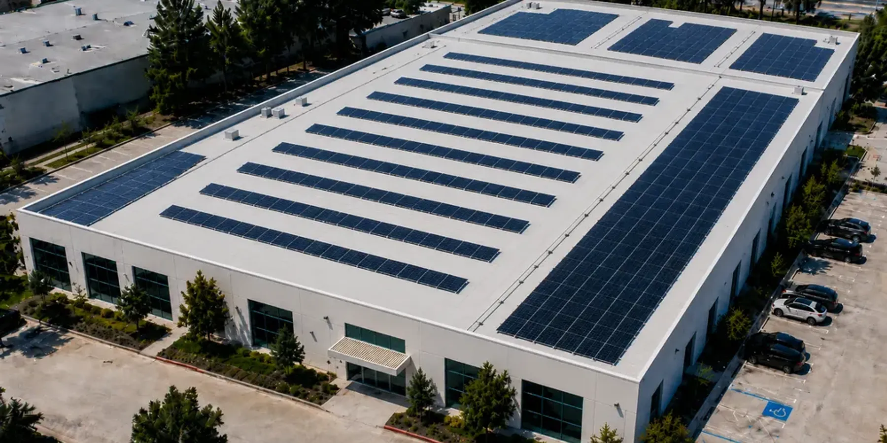 Instalação solar em cobertura industrial