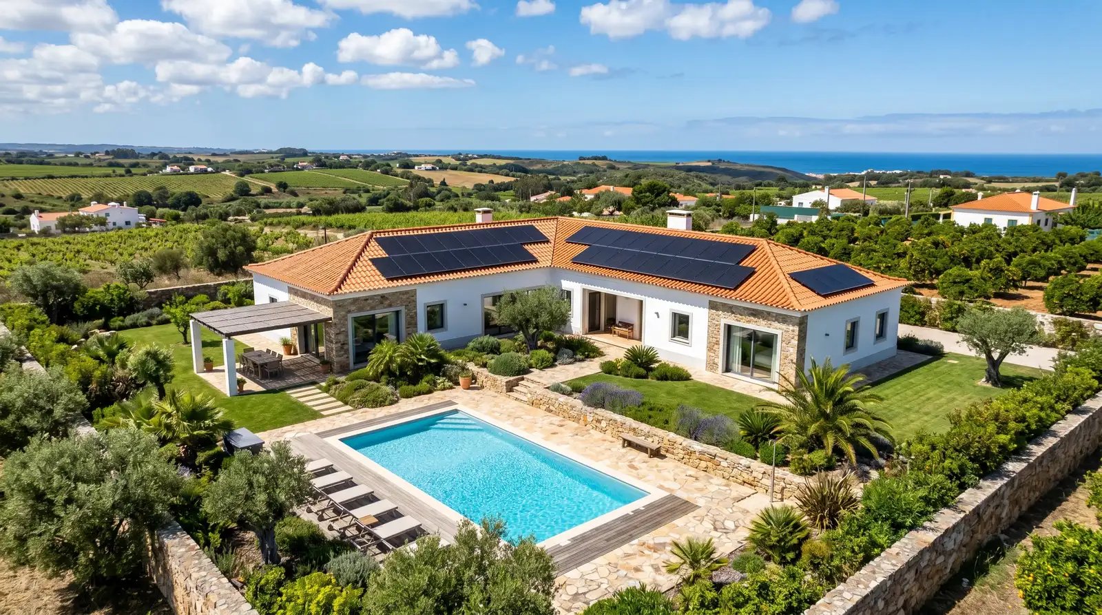 Casa com painéis solares instalados pela Svetsolar